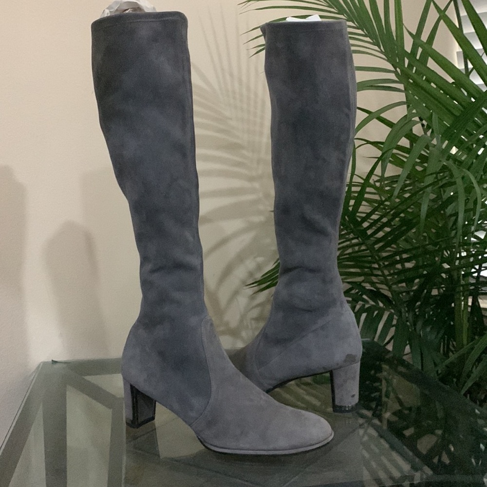 STUART WEITZMAN Suede Metal trim Heel Boots - Picture 3 of 14